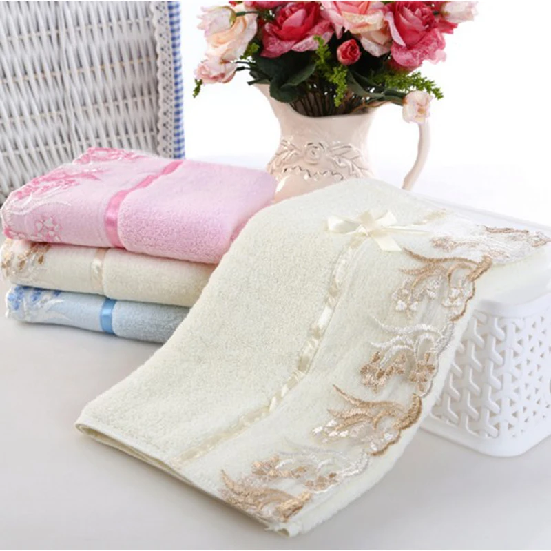 34x75 cm pizzo di cotone viso asciugamani da bagno towel assorbente antibatterico morbida e confortevole ricamato