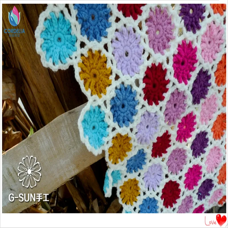 Freies verschiffen bunte häkeln wolle baumwolle handgemachte blume quadrat garn decke sofa handtuch decke bettdecke teppich.jpg
