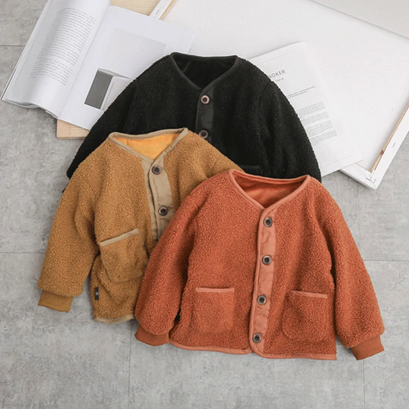 B&N Autumn Winter Baby Girls Lambs Jacket Boys Coat Jacket Kids Warm Velvet Coats Children Girls Outerwear & Coats Girls Clothes10