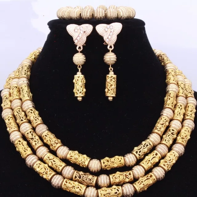 4UJewelry Wedding Necklace Set Gold 3 
