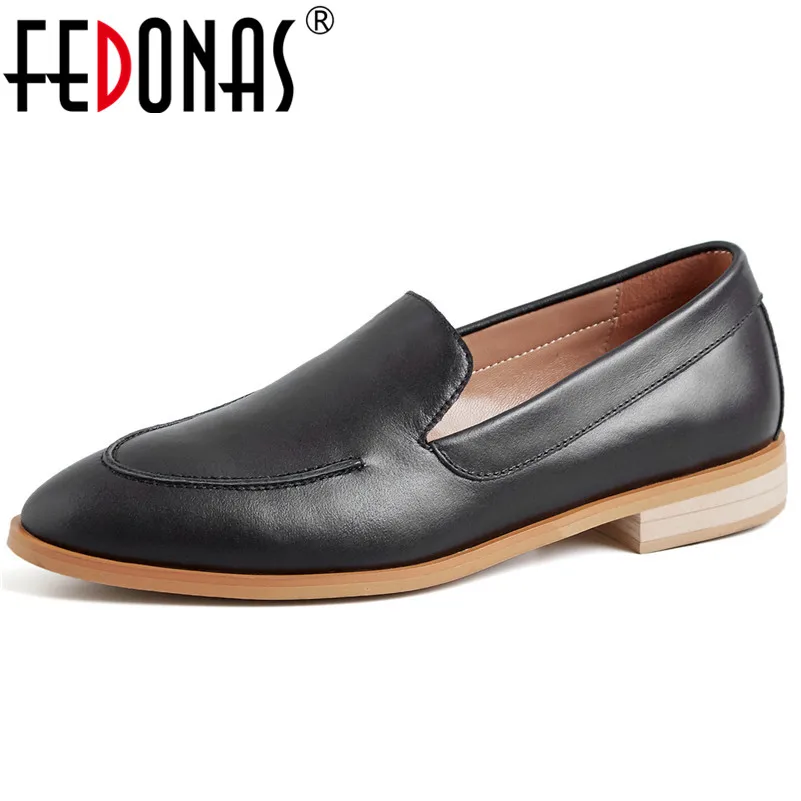 

FEDONAS Basic Pumps 2019 Genuine Leather High Heels Spring Summer Pointed Toe Office Pumps Retro Brogue Pumps Shoes Woman