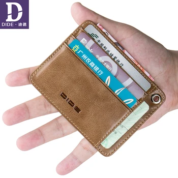 

DIDE Unisex Genuine Leather Card & ID Holders Slim thin Wallet Mini Card Holder Wallet For Male And Female Wrist strap design