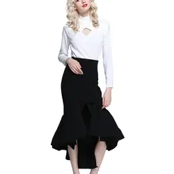 Европейская и американская мода новая Женская Весенняя Высокая талия бедра гофрированная юбка элегантная повседневная офисная юбка