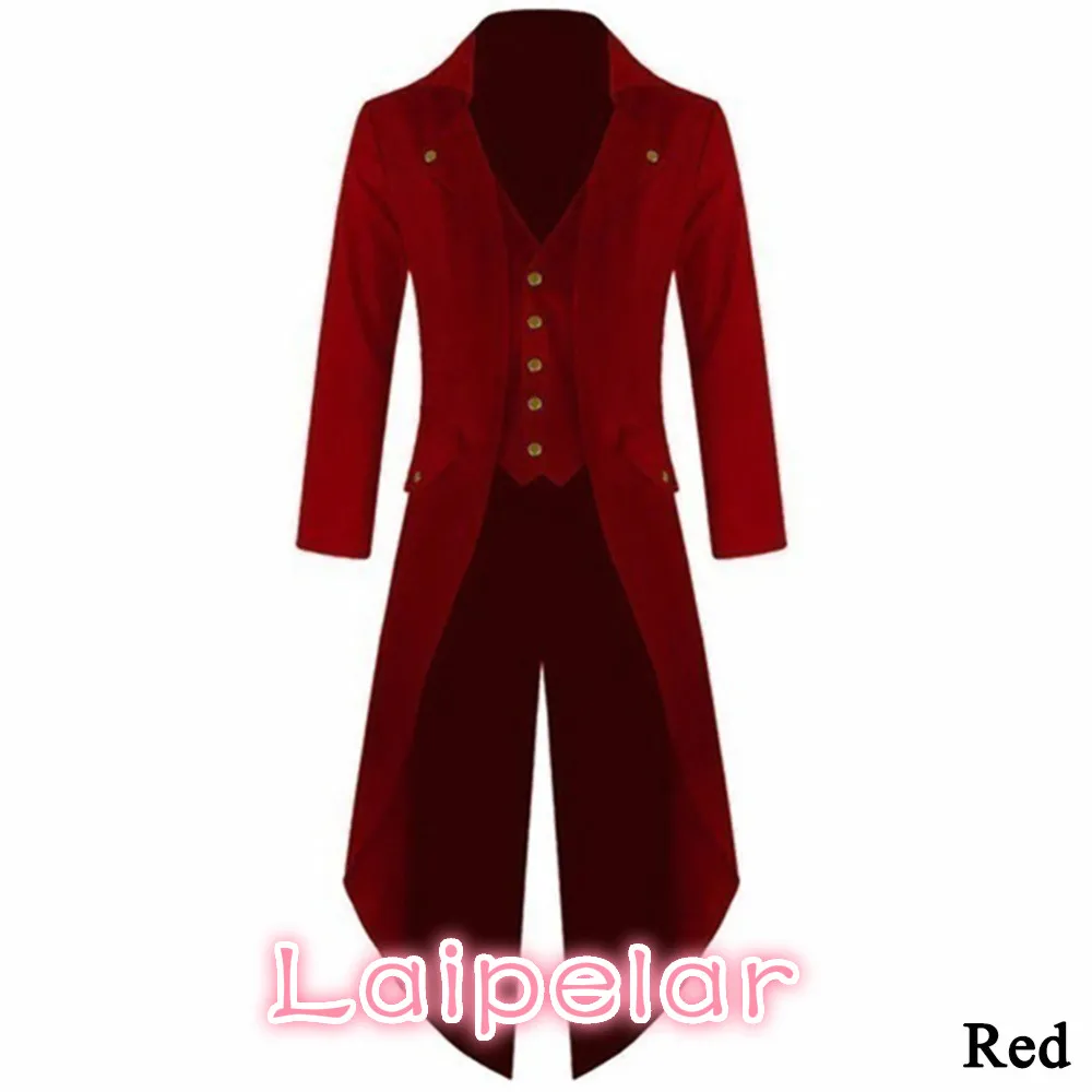 Men's Coat Vintage Steampunk Retro Tailcoat Jacket Long Sleeve Single Breasted Gothic Victorian Frock Coat Plus Size 4XL#257805