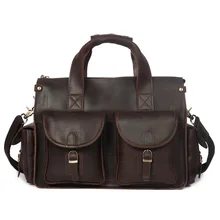 Мужской портфель из натуральной кожи s 15,6 дюймов, портфель для ноутбука, винтажный кожаный портфель Crazy Horse, сумка через плечо, 2061