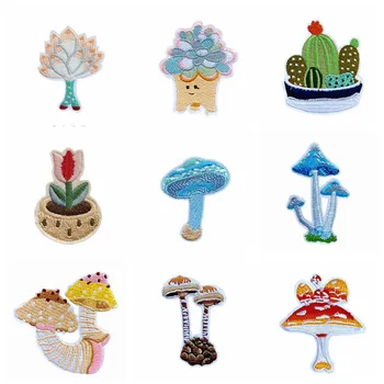 

Exquisite wholesale Cactus Color mushroom Embroidery Patches For Clothing Iron Patch Applique For DIY Clothes Jackets Applique