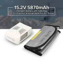 

15.2V 5870mAh Intelligent Spare Flight LiPo Battery Replacement with Safe Bag for DJI Phantom 4/ Advanced/4 Pro FPV RC Drone