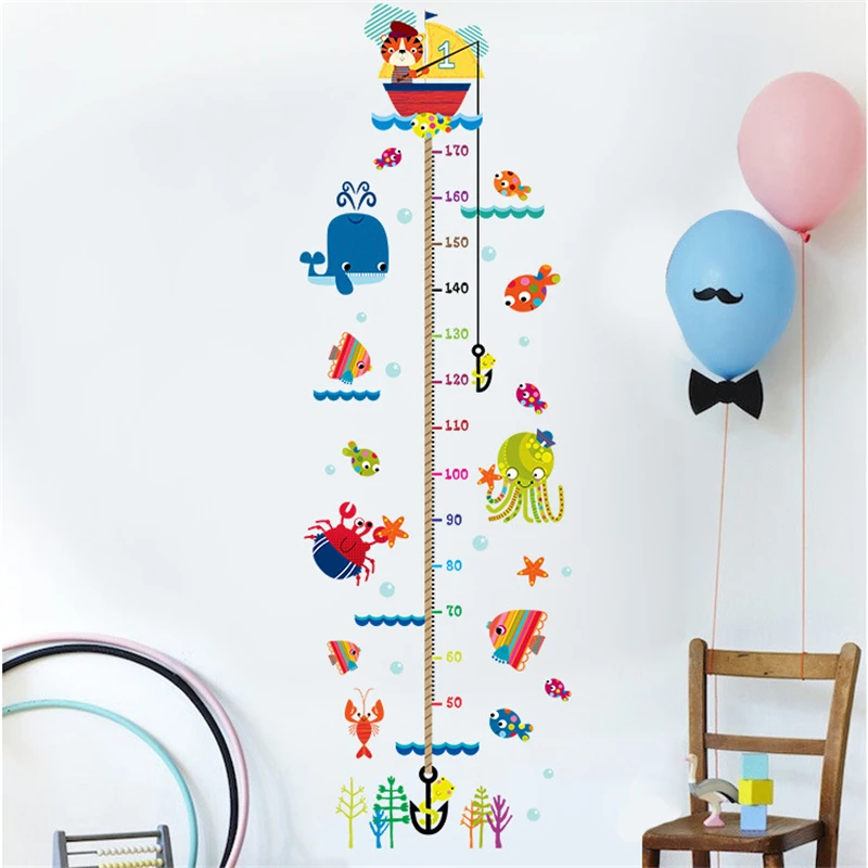 Мультфильм измерения высоты наклейки настенные наклейки для детского сада детская комната Рост Диаграмма Декор Детская высота линейка стедиометр