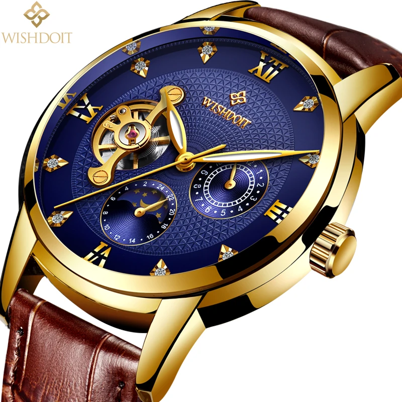 

2018 WISHDOIT Top Brand Luxury Mechanical Watches Water Wristwatch Business Automatic Skeleton Watch Men Relojes Hombre Clock