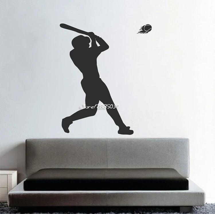 Baseball Player Vinyl Wall Stickers Home Run Wall Decal home decor Wall Sticker For Kids Room
