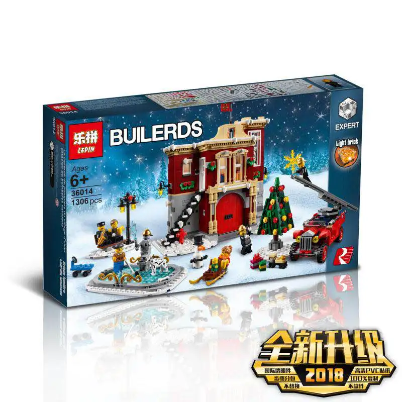 

Clone 10263 Lepin 36014 Creator The Christmas The Winter Village Fire Station Model Building Blocks Bricks Christmas Gifts