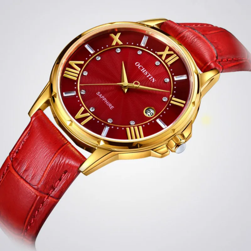 Skup 2018 kobiet zegarki luksusowe znane marki prawdziwej skóry japonia mechanizm kwarcowy zegarek kobieta zegar z automatyczną datą Relogio Feminino