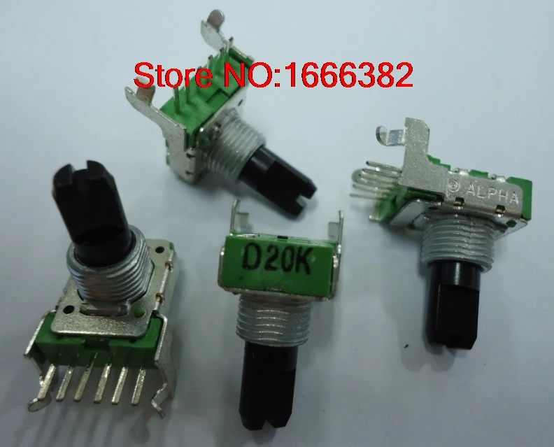 Potentiometer switch double RV142 D20K 16mm axle 6 feet with a screwin