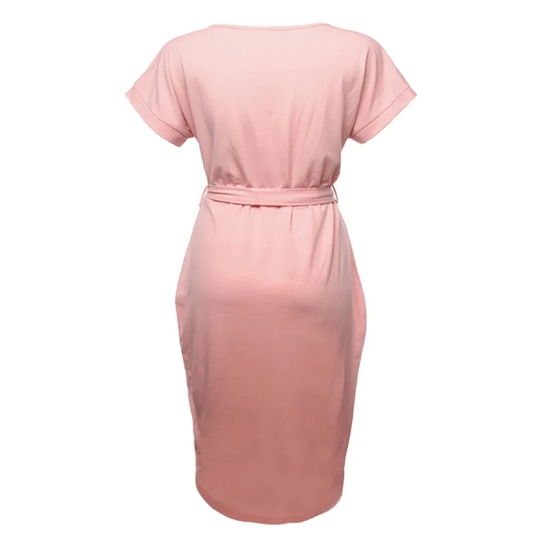 Сексуальное розовое пляжное платье, женское летнее платье с коротким рукавом и высокой горловиной, Пляжное Платье, туника с высокой талией, свободная микро юбка, купальный костюм