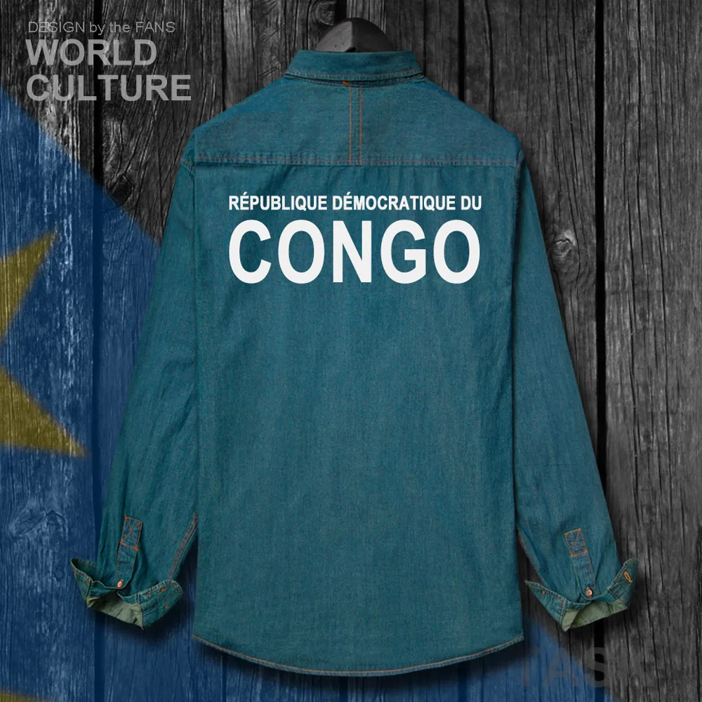 DR Congo COD DRC DROC Congo-Kinsha, Мужская одежда, Осенний хлопковый топ с флагом, джинсовая рубашка с отложным воротником, Ковбойское пальто с длинным рукавом