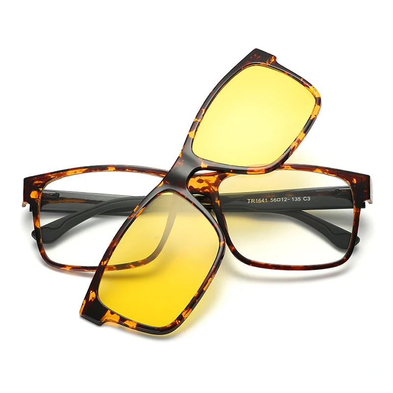 

Square Polarized Sunglasses Men's And Women's TR90 Magnetic Clip Optical Prescription Glasses Frame Glasses UV400