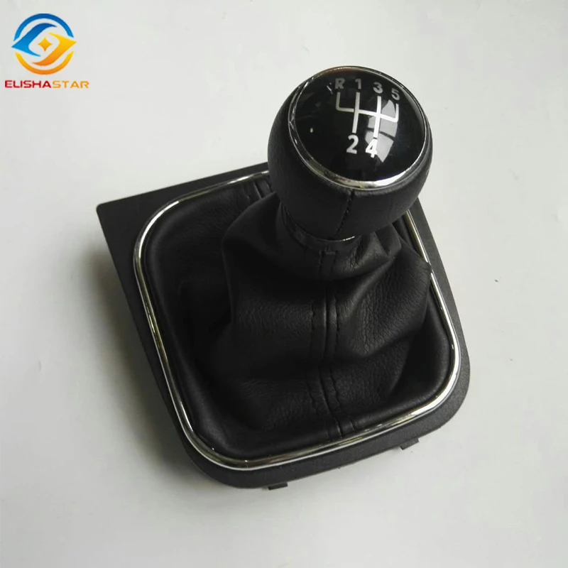 ELISHASTAR High quality 5 Speed Manual Leather Gear Shift Knob FOR VW