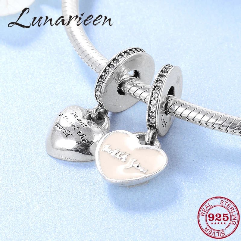 

2019 Fashion women 2 pendants charm Travel the world 925 Sterling Silver beads Fit Original Pandora Bracelet Jewelry making