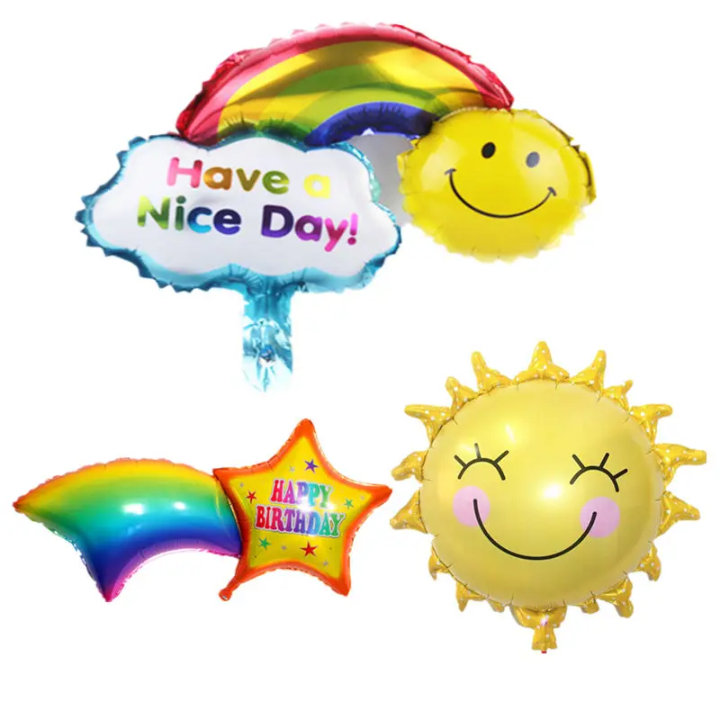 XXPWJ New smiley face rainbow shape aluminum film set balloon children holiday party layout decorative balloon selfsealing X-069