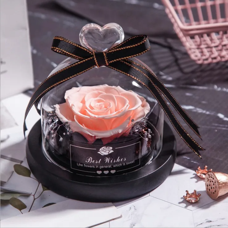 Цвет шампанского 7-8 см живые розы праздничные подарки Forever Rose со светодио дный