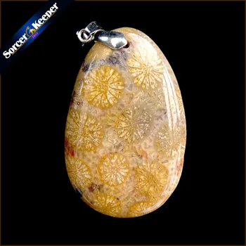 

Natural Chrysanthemum Coral Fossil Stone Beads Pendants Necklaces Wholesale Bijoux Necklace For Men's Jewelry Specimen US016