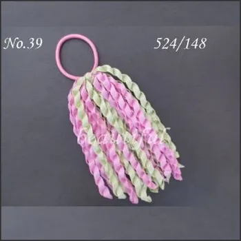 

50 pcs Girl Ponytail various color ribbons streamers hair bows with elastic