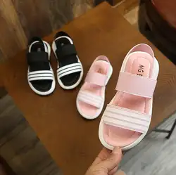 Сандалии для девочек, лето 2019, пляжная обувь с мягкой подошвой, брендовые Детские сандалии, модная обувь на плоской подошве для девочек