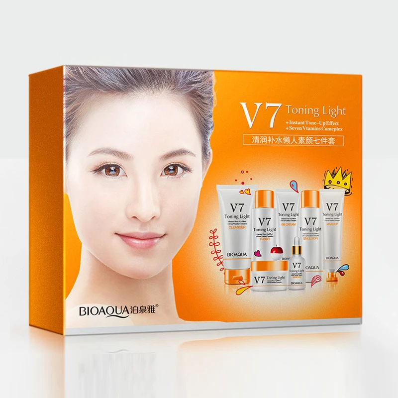 Bioaqua New V7 Cleansing Lotion Lazy Facial Seven-piece Skincare Moisturizing Facial Care Set Bioaqua New V7 Cleansing Lotion Lazy Facial Seven-piece Skincare Moisturizing Facial Care Set