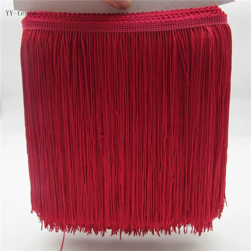 YY-tesco 5 м/лот 20 см длинная кружевная бахрома отделка кисточка бахрома отделка для Diy латинское платье сценическая одежда аксессуары кружевная лента - Цвет: Jujube red