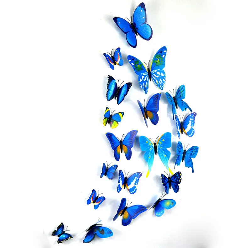 

Simulation Blue 3D Butterfly Wall Sticker 12 Set Home Furnishing Refrigerator