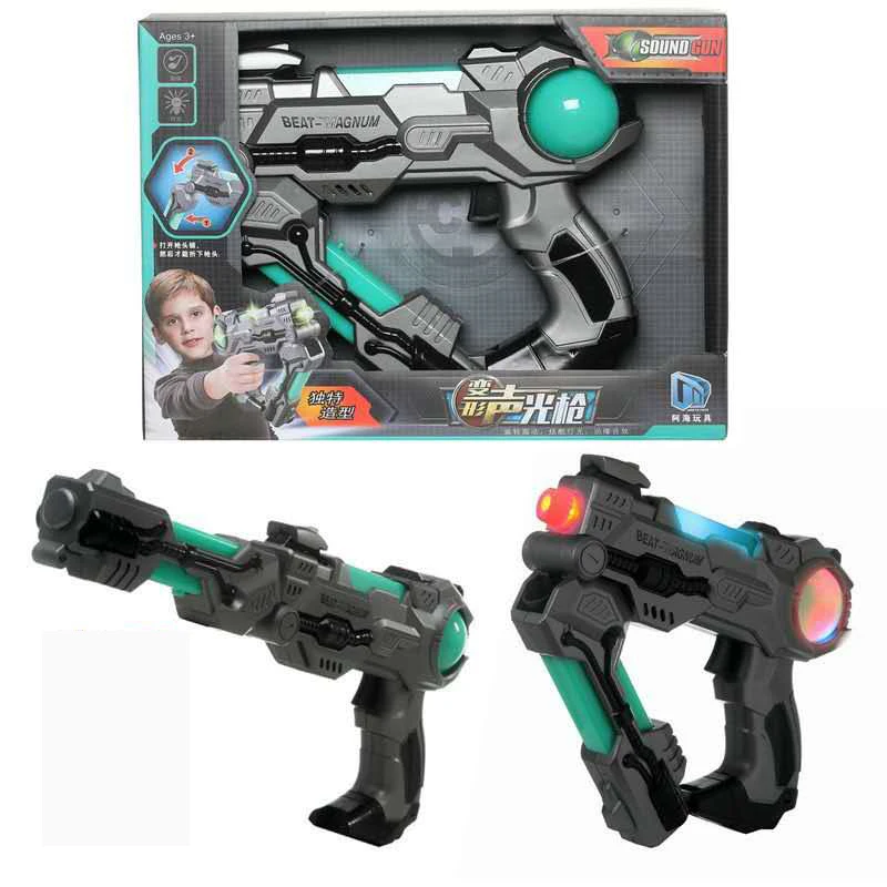 

Electronic flashing light music toy guns, space sound light deformation gun, high quality kids boy birthday gift