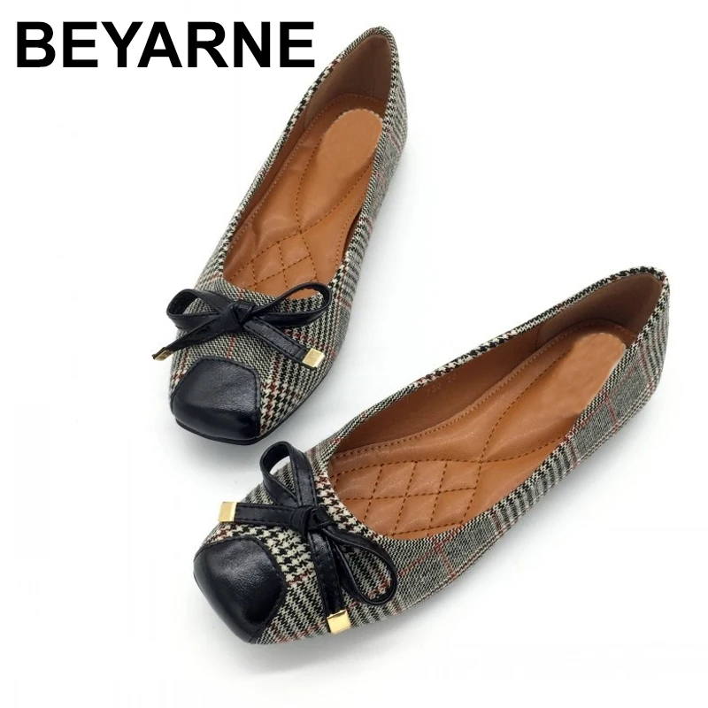 

BEYARNE Shoes Women Ballet Flats Shoes Slip-On Spring Autumn Shallow Woman Single Shoes Ladies Females Work Footwear ZapatosE225