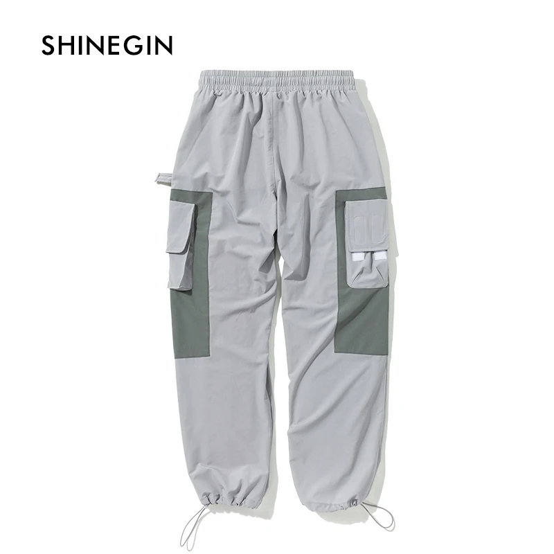 SHINEGIN Harajuku Multi-Pockets trousers men pants quick dry track pants men tactical patchwork pants men pocket trousers 059W