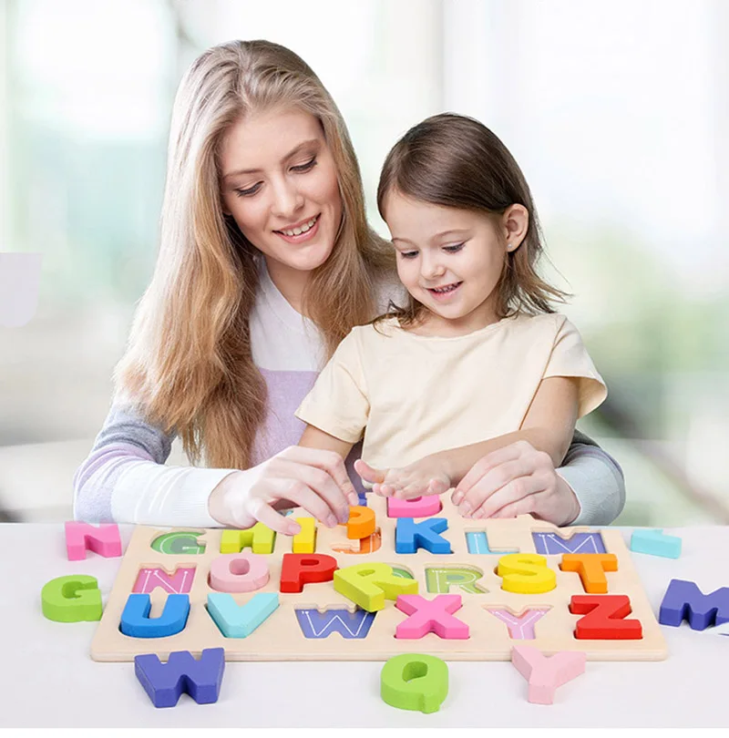 Деревянный Алфавит головоломка ABC Лобзики Коренастый буквы Игрушки для раннего обучения для детского сада и малышей-est обучающая игрушка