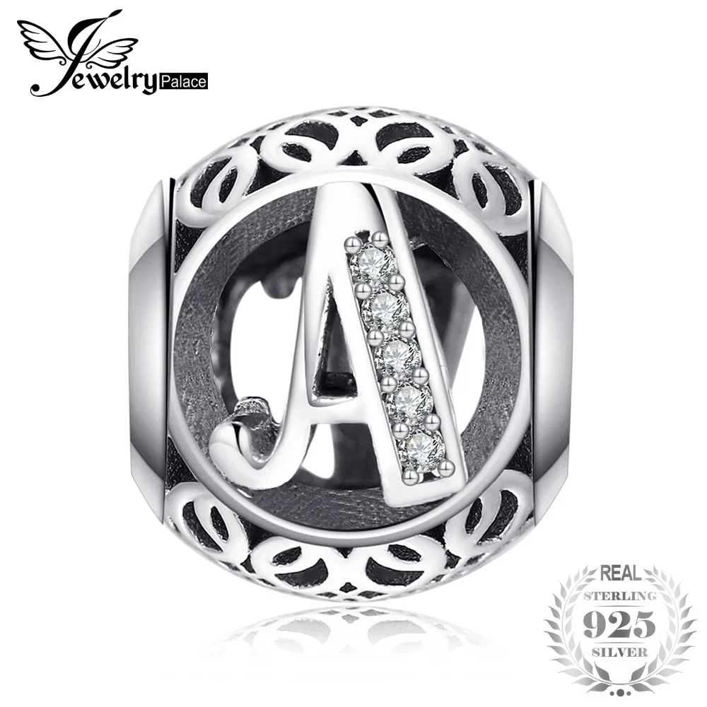 

Jewelrypalace 925 Sterling Silver Letter A Cubic Zirconia Beads Charms Fit Bracelets Gifts For Woman Anniversary Fashion Jewelry