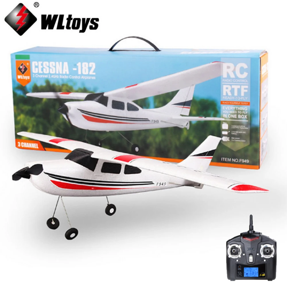 

WLtoys Original F949 2.4G 3 Coreless Motors Cessna-182 model pane RC Airplane Long Distance Flying Fixed Wing Plane
