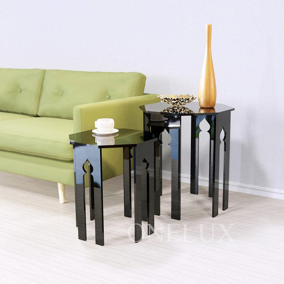 (2 Pieces/lot) Lucite Occasional Side Riser Table, Small coffee tea tables, Engraved Acrylic Nesting Sofa Tables (2 Pieces/lot) Lucite Occasional Side Riser Table, Small coffee tea tables, Engraved Acrylic Nesting Sofa Tables