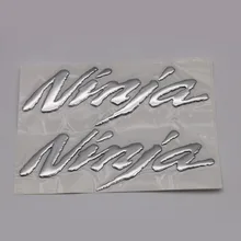 1 Pair Chrome 3D Ninja 16x5cm Stickers For Kawasaki 250R 300R ZX6R 636 ZX10R Z1000XS Z1000 Z800 ZX7R ZX9R ER Side Decals Emblems