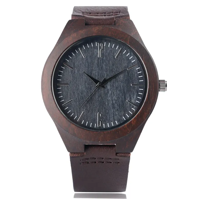 YISUYA Mens Wooden Wrist Watch Novel Bamboo Wood Creative Watches Black Genuine Leather Band Strap Quartz Males Watch relogio (3)