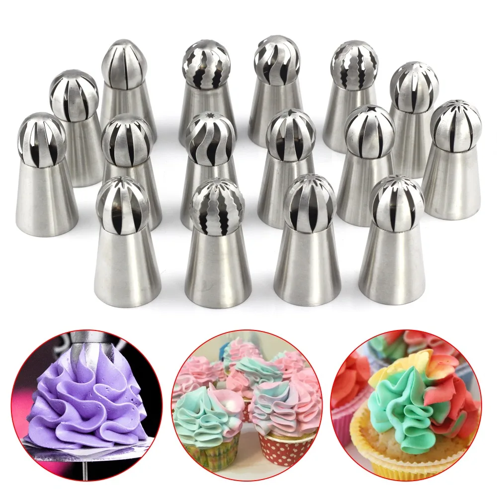 16pcs/set 304 stainless steel pastry nozzles icing piping tips set
