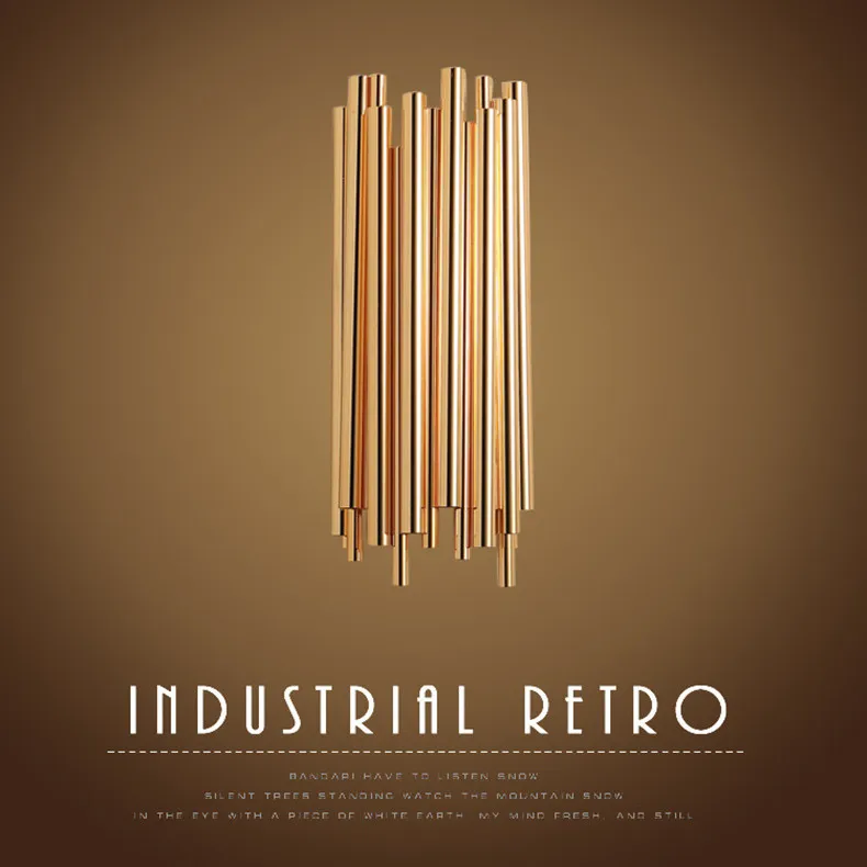 Post Modern Brubeck Wall Lamp Luxury Hotel Coffee Bar Cafe Home Decoration LED Light Fixtures  Gold Aluminium Tube Sconces 2