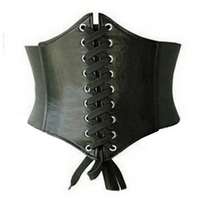 Sexy Women PU Leather Body Shaper Lace Up Trainer Waist Cincher Corset