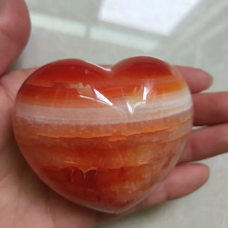 

Home decoration stone agate heart natural crystal palm plaything