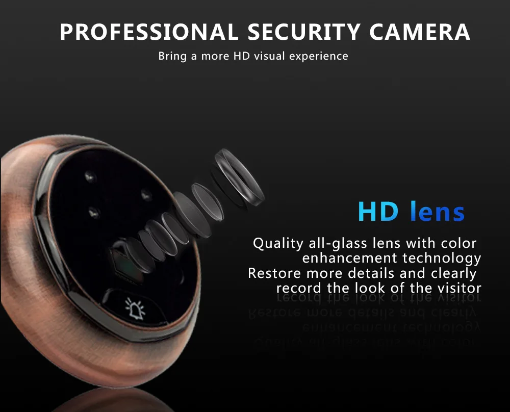 4,3 "HD цветной экран умный дверной звонок просмотра цифровой дверной глазок просмотра камера дверь глаз видео запись ИК ночного видения