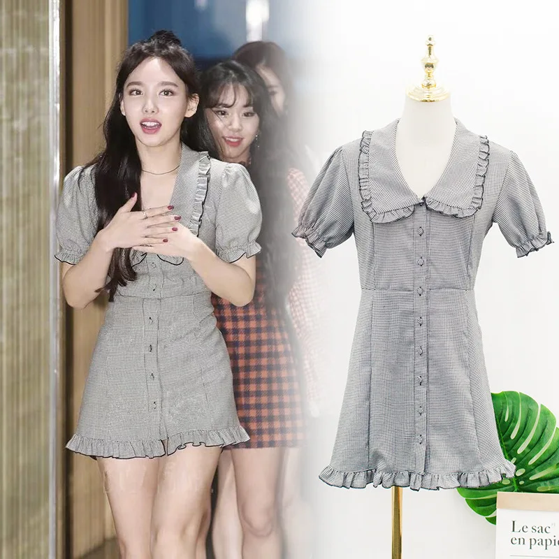 

kpop BLACKPINK JENNIE the same Casual Women Summer sexy Kawaii Dress 2019 New Student sweet Short Sleeve Dresses female clothes