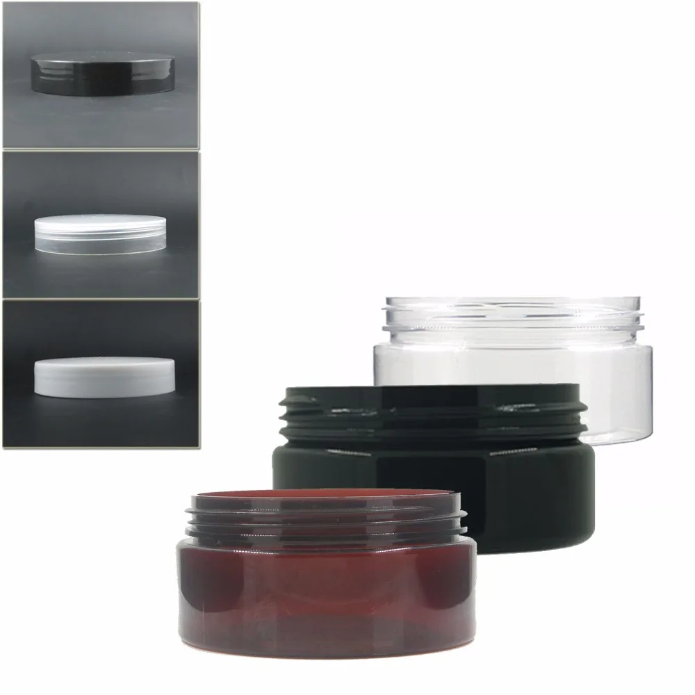

18pcs/lot 80ml clear/amber pet jar with transparent/white/black plastic cap ,plastic jar,Cosmetic Jar,plastic container,bottle