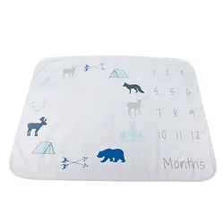 Для новорожденных фотографии Одеяло реквизит печатных ежемесячно Milestone Обёрточная бумага Пеленальное Одеяло Животные