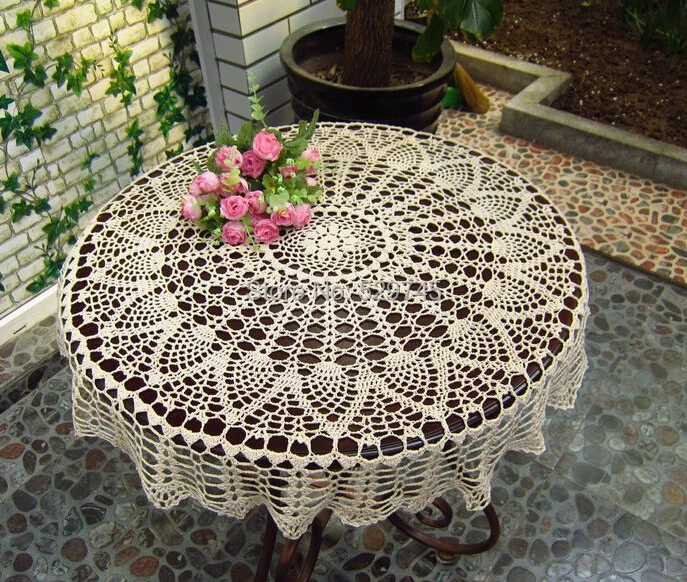 

Openwork Crochet Handmade Fabric Flowers Cover small Round tablecloths Wedding Tablecloths Pineapple flower Doilies