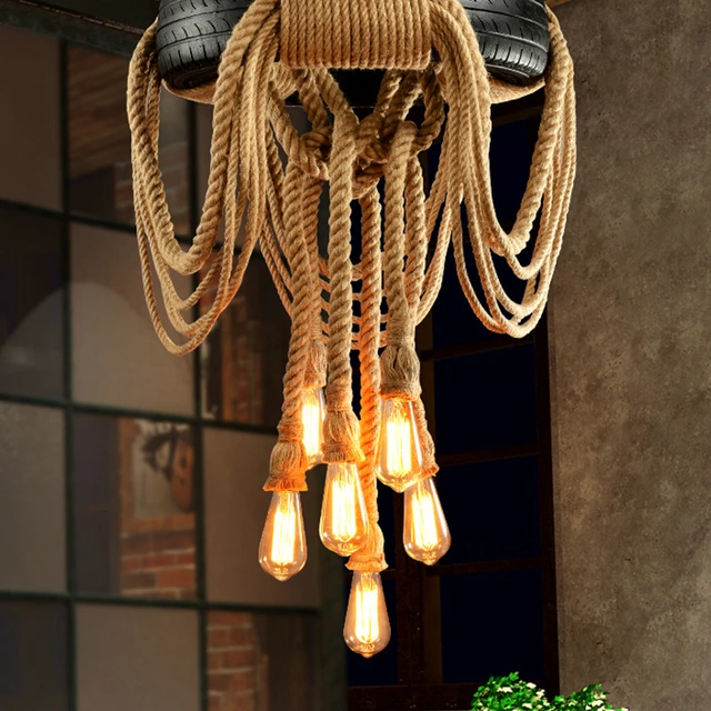 E27 Hemp Rope Light Diy Loft Personality Lights Retro Vintage E27 Hemp Rope Light Diy Loft Personality Lights Retro Vintage Restaurant Lamp Dining Room Pendant Lamps No Include Bulb