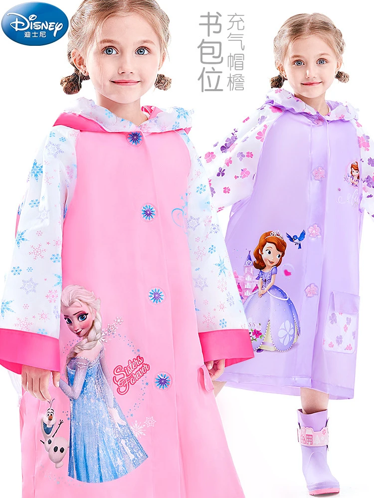Disney chubasquero Frozen para niños y niñas, Poncho de princesa Anna y Elsa de Disney, ropa de lluvia, impermeable, poncho, regalos, - AliExpress